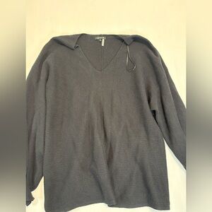 1.STATE Ribbed V-Neck Collared Sweater – Women’s Large